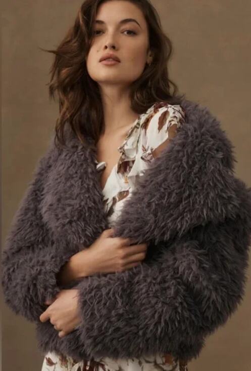 Anthropologie Jackets & Blazers - NWT Anthropologie Faux Fur Gray Jacket - Size XS